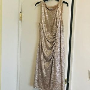 Champagne party dress by Calvin Klein.